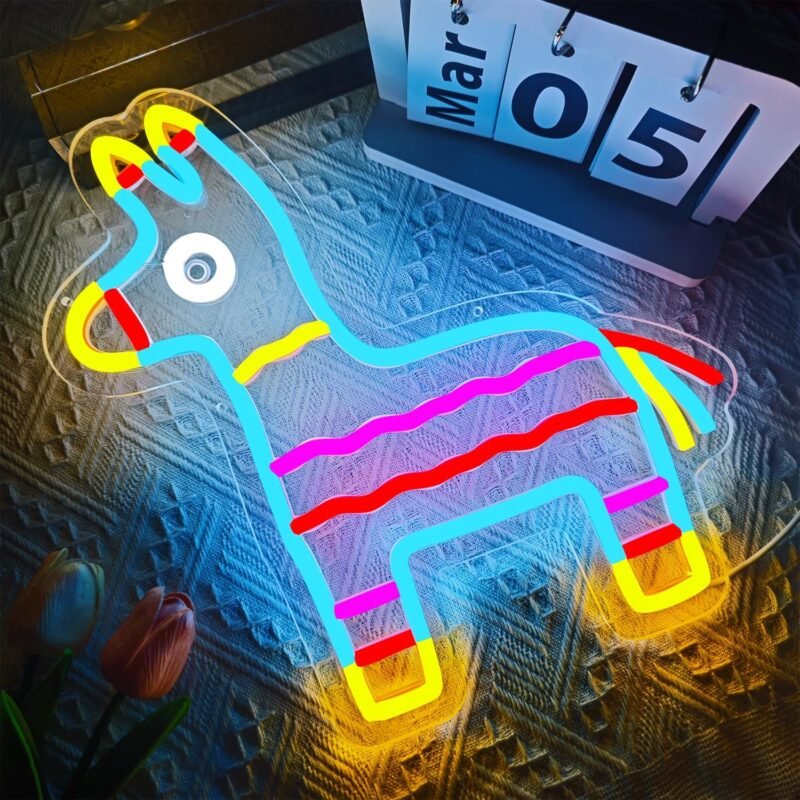 Donkey Pinata Blow neon signs Mexican LED neon lights for wall decoration，Cinco De Mayo Neon Sign Mexican party decoration, Cinco de Mayo party decoration for bedrooms, game rooms, children's rooms, family bars, party shops, gifts - Image 2