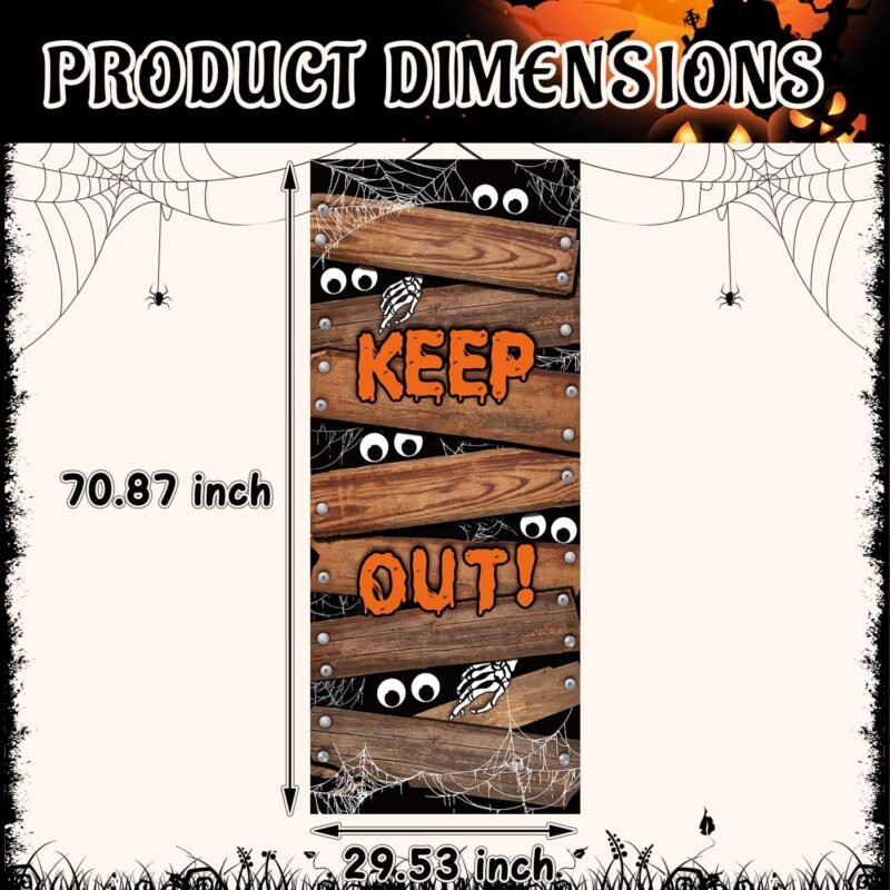 IMISHM Halloween Door Decorations Halloween Door Cover Large Fabric Halloween Decorations for Front Door Halloween Porch Sign for Halloween Party Decorations - Image 2