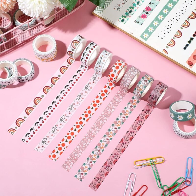 TaoBary 33 Rolls Holiday Plaid Washi Tape, 15 mm Seasonal Washi Tape Set Bohemian Colorful Vintage Cute for Card Wrapping Craft(Bohemia Style) - Image 4