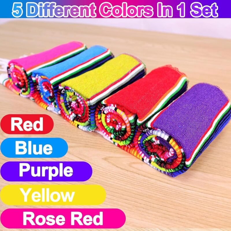 TURNMEON 5 Pack Mexican Table Runner 14 x 106 Inch Large Cinco de Mayo Decorations Serape Table Runners for Fiesta Party Decorations Mexican Theme Party Supplies Fun Taco Tuesday Birthday Carnivals - Image 3