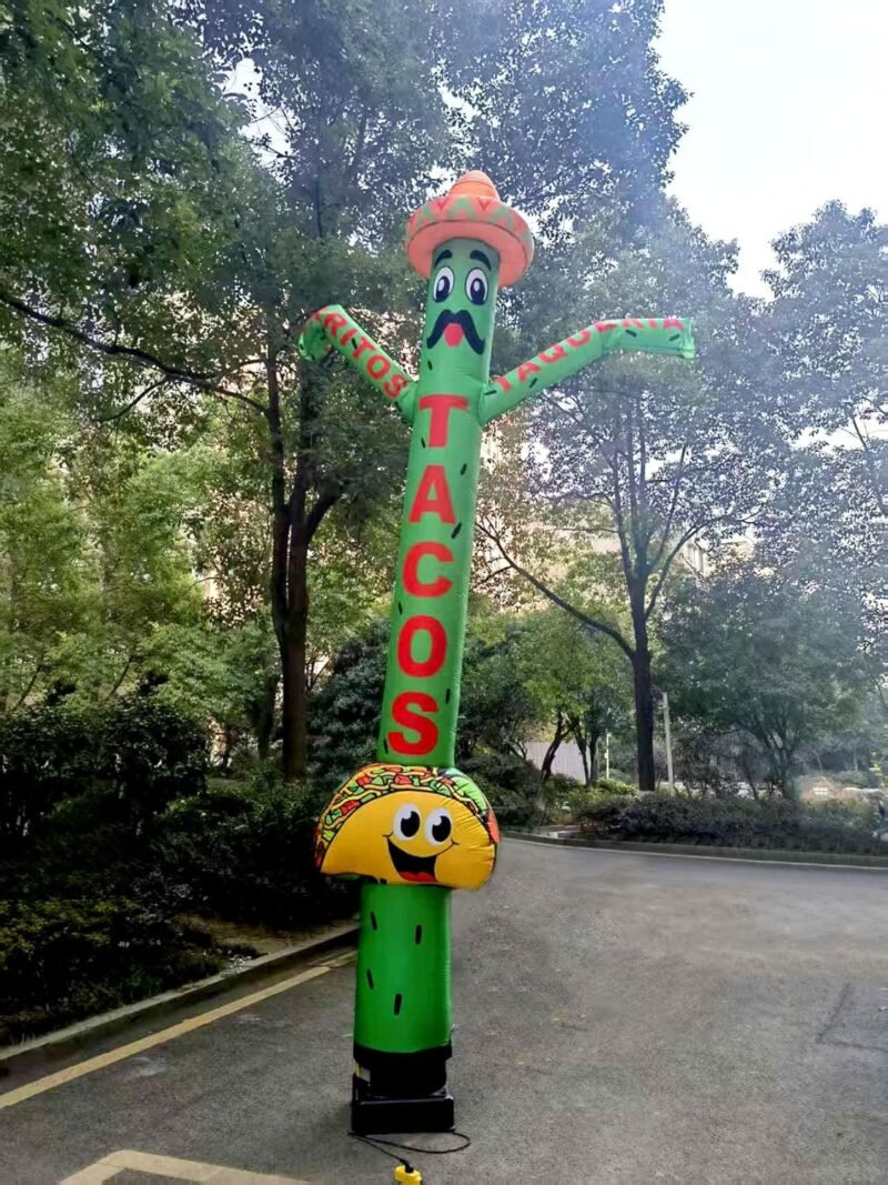 20ft Tacos Air Inflatable Dancer Puppet with Sombrero Hat - Eye-Catching Taco Burritos & Taqueria Advertising for Mexican Restaurants Events Promotions – Durable Colorful Sky Tubeman (Without Blower) - Image 2