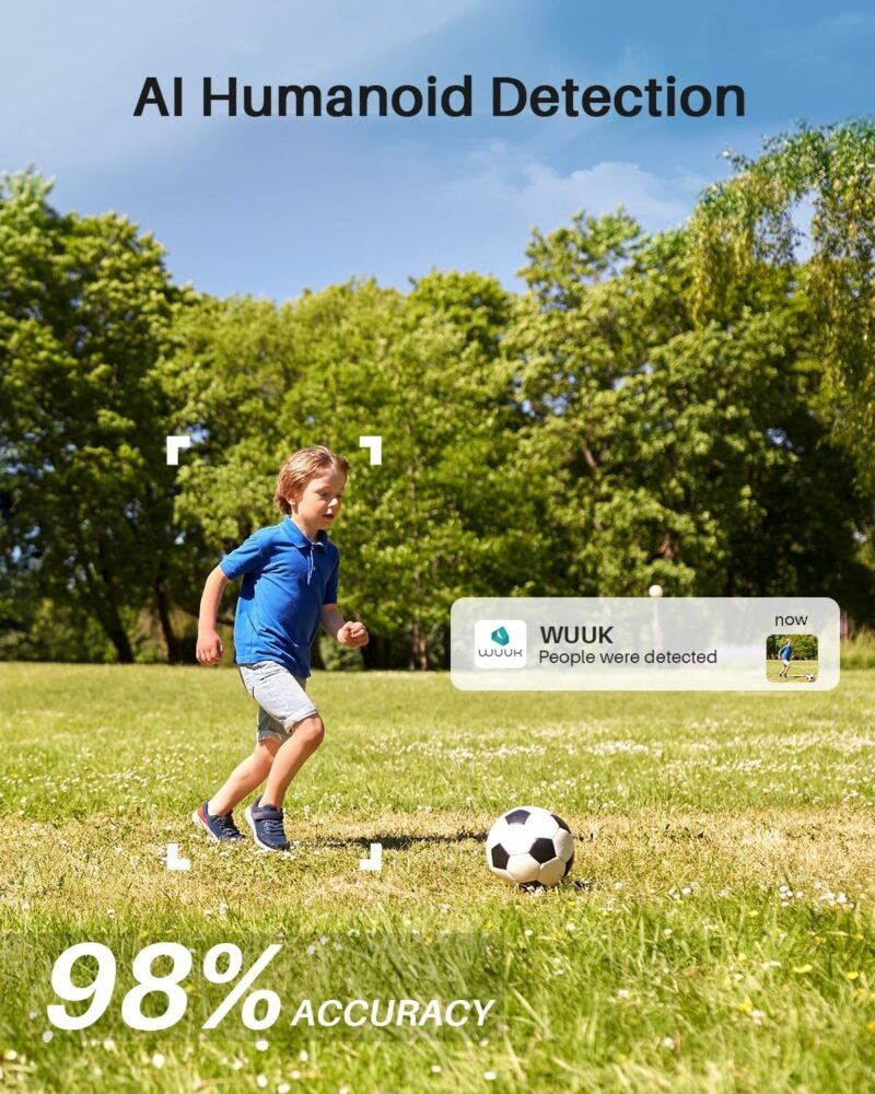 WUUK 2K Security Cameras Wireless Outdoor System, 2-Cams Kit, No Subscription, 240 Days Battery Life, AI Humanoid Alert, Compatible with Alexa/Google, IFTTT, Color Night Vision, Support 2.4G & 5G WiFi - Image 8