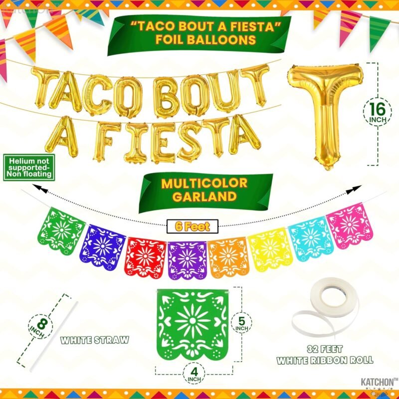 KatchOn, 30 PCS Taco Bout A Fiesta Decorations - Mexican Party Decorations | Mexican Banner, Taco Balloons | Fiesta Balloons for Fiesta Party Decorations, Taco Decorations | Taco Party Decorations - Image 4