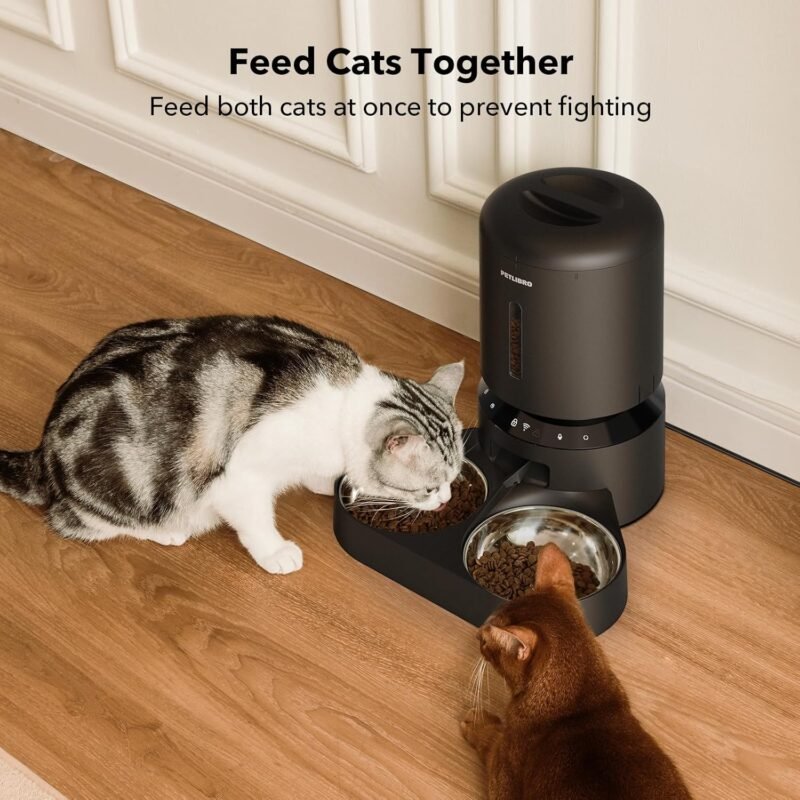 PETLIBRO Automatic Cat Feeder for 2 Cats, 5G WiFi Cat Food Dispenser with APP Remote Feeding, 5L Timed Automatic Dog Feeder, 1-10 Meals/Day, 10s Meal Call, Dual Trays Pet Feeder for Cat, Dog - Image 2