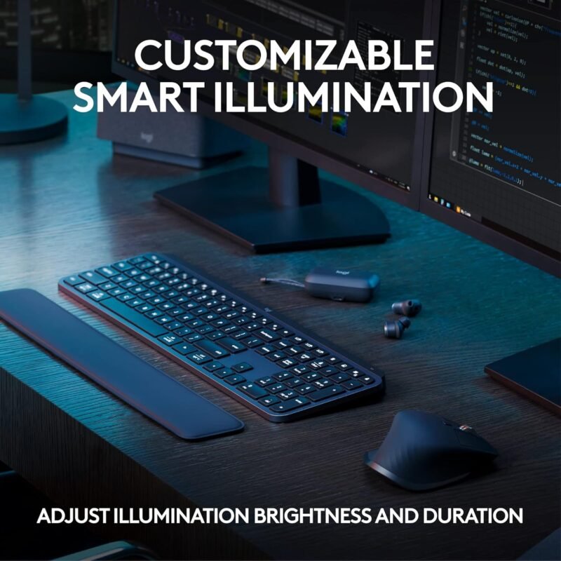 Logitech MX Keys S Combo - Performance Wireless Keyboard and Mouse with Palm Rest, Customizable Illumination, Fast Scrolling, Bluetooth, USB C, for Windows, Linux, Chrome, Mac - Image 8