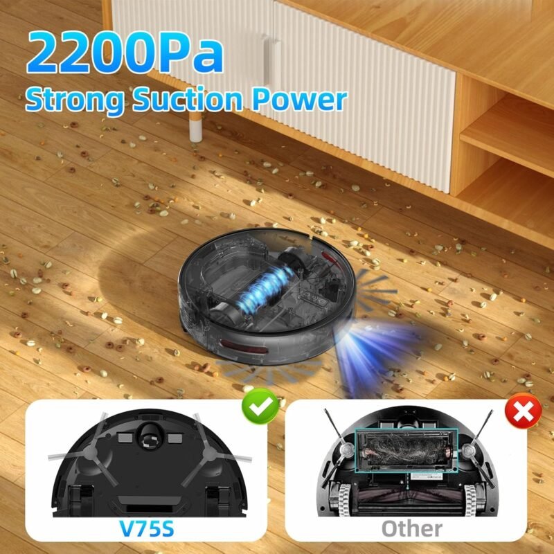 Robot Vacuum and Mop Combo, Robot Vacuum Cleaner, 6 Cleaning Modes, Large Capacity Water Tank Dustbin, Self-Charging, WiFi/App/Alexa, Ideal for Hard Floor, Carpet, Pet Hair - Image 4