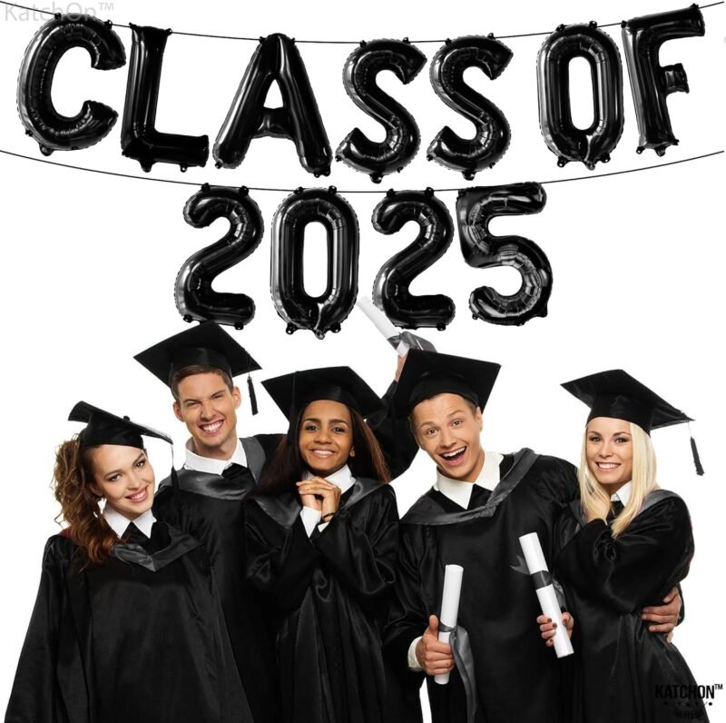 KatchOn, Black Class of 2025 Balloons - 16 Inch | Graduation Balloons for Grad Decorations Class of 2025 | Graduation Decorations 2025 | Black Grad Party Decor - Image 7