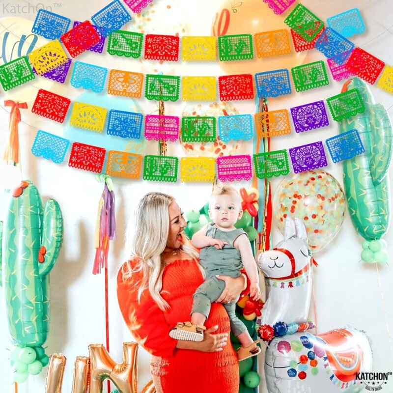 KatchOn, Xtralarge 54 Pcs Felt Mexican Party Banner - 6 Strings, 90 Feet | Felt Mexican Papel Picado Banner, Mexican Banners for Fiesta Party Decorations | Fiesta Flags for Mexican Party Decorations - Image 8