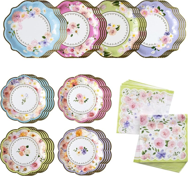 Kate Aspen Tea Party Decorations Tableware Set (62 Pc, 16 Guests), Colorful Pastel Party Supplies for Bridal Showers, Baby Shower, Garden Party, Birthdays - Image 8