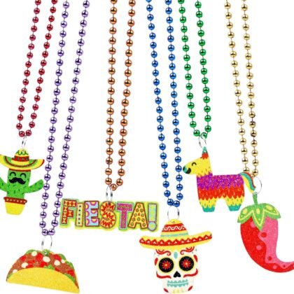 JOYIN 24 PCS Cinco de Mayo Beaded Necklaces for Party Decorations, Fiesta Beaded Necklace for Mexican Themed Bachelorette Party Favors, Photo Props Carnivals Event Decorations