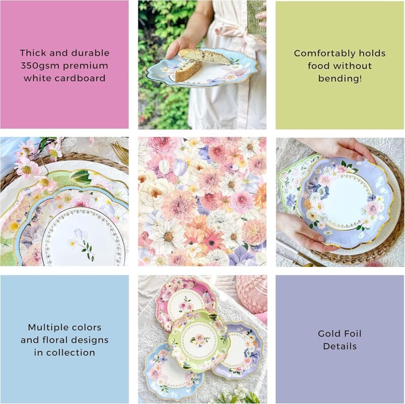 Kate Aspen Tea Party Decorations Tableware Set (62 Pc, 16 Guests), Colorful Pastel Party Supplies for Bridal Showers, Baby Shower, Garden Party, Birthdays - Image 5