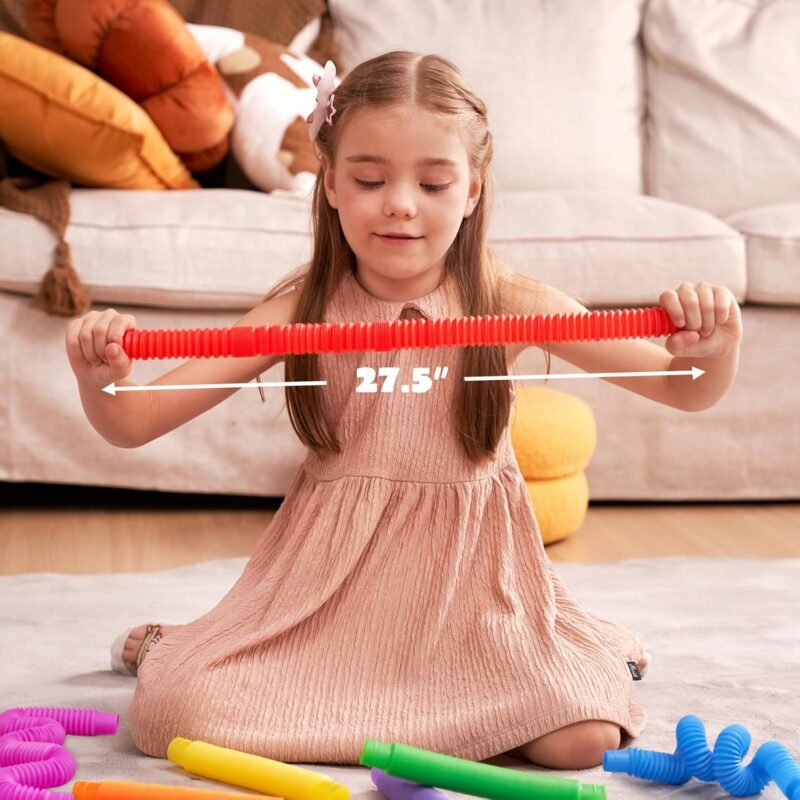 JOYIN 36 Pack Pop Tubes, Sensory Toys (Large) Fidget Toys Party Favors - 9 Colors, Creativity Learning & Fun for Toddler Kids - Perfect for Party, Goodie Bags Stuffers, Classroom School Reward - Image 4
