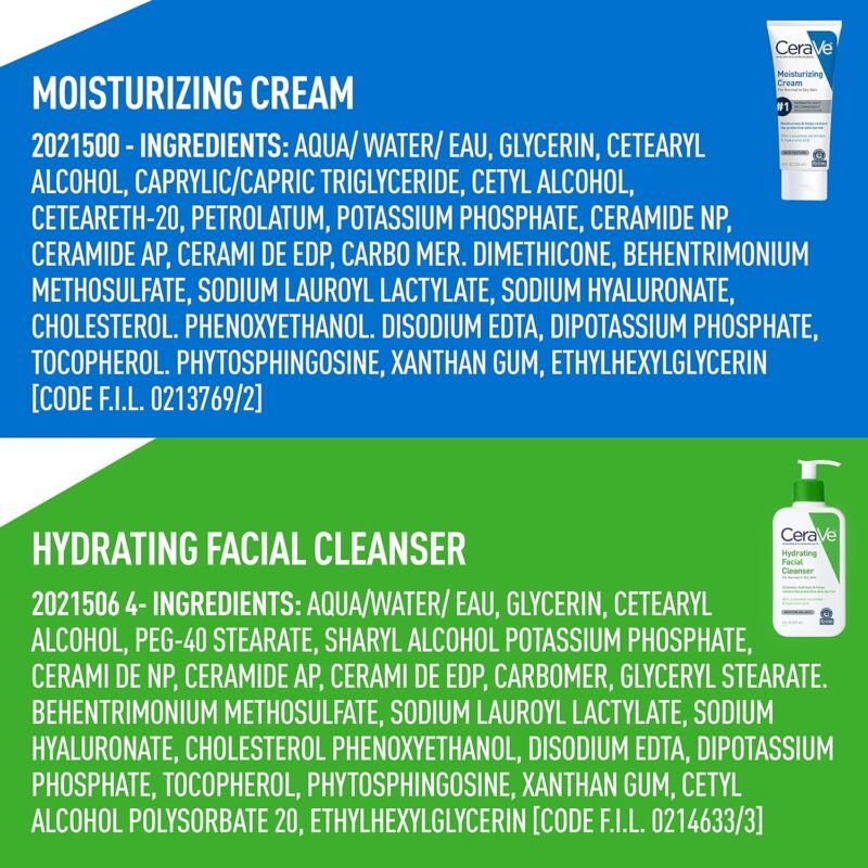 CeraVe Hydrating Skin Care Set, 8oz Moisturizing Cream & 8oz Hydrating Facial Cleanser, Ceramides + Hyaluronic Acid Moisturizer and Face Wash, Accepted by National Eczema Association - Image 7