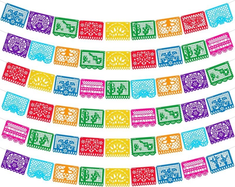 KatchOn, Xtralarge 54 Pcs Felt Mexican Party Banner - 6 Strings, 90 Feet | Felt Mexican Papel Picado Banner, Mexican Banners for Fiesta Party Decorations | Fiesta Flags for Mexican Party Decorations