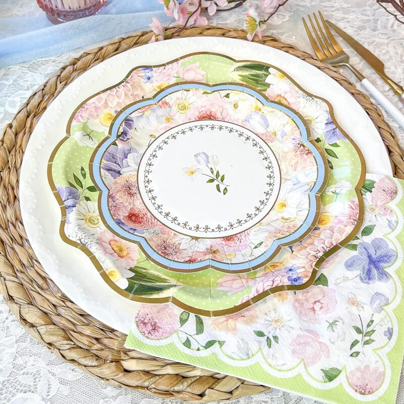 Kate Aspen Tea Party Decorations Tableware Set (62 Pc, 16 Guests), Colorful Pastel Party Supplies for Bridal Showers, Baby Shower, Garden Party, Birthdays - Image 4