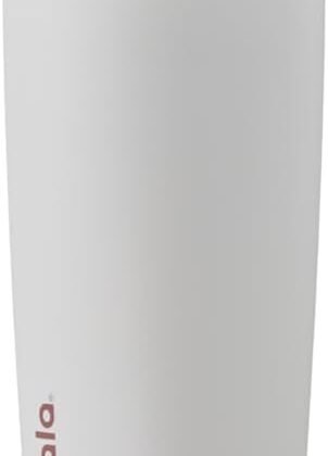 SmoothSip Slider Insulated Stainless Steel Coffee Tumbler, Reusable Iced Coffee Cup, Hot Coffee Travel Mug, BPA Free 20 oz, Tan/White (Vanilla Bean)