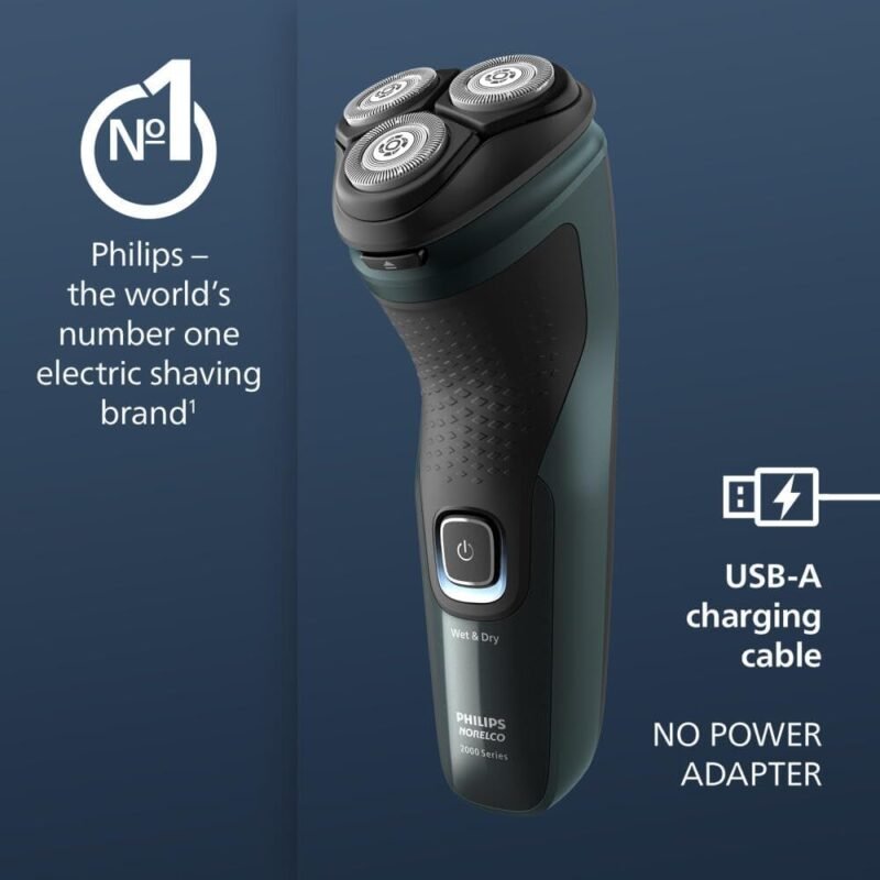 Philips Norelco Shaver 2600 Series, Wet and Dry Electric Shaver, Pop-up Trimmer, P-Cap, Travel Pouch, Dark Forest Green, Model X3052/91 - Image 6