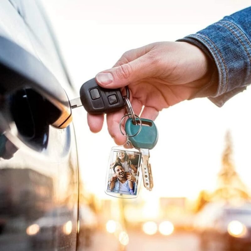 Medsuo 6pcs Double Sided Blank Picture Keychain Personalised Photo Key Fob Holder with Split Ring for Insert 4.6cm x 3.2cm Photo - Image 2