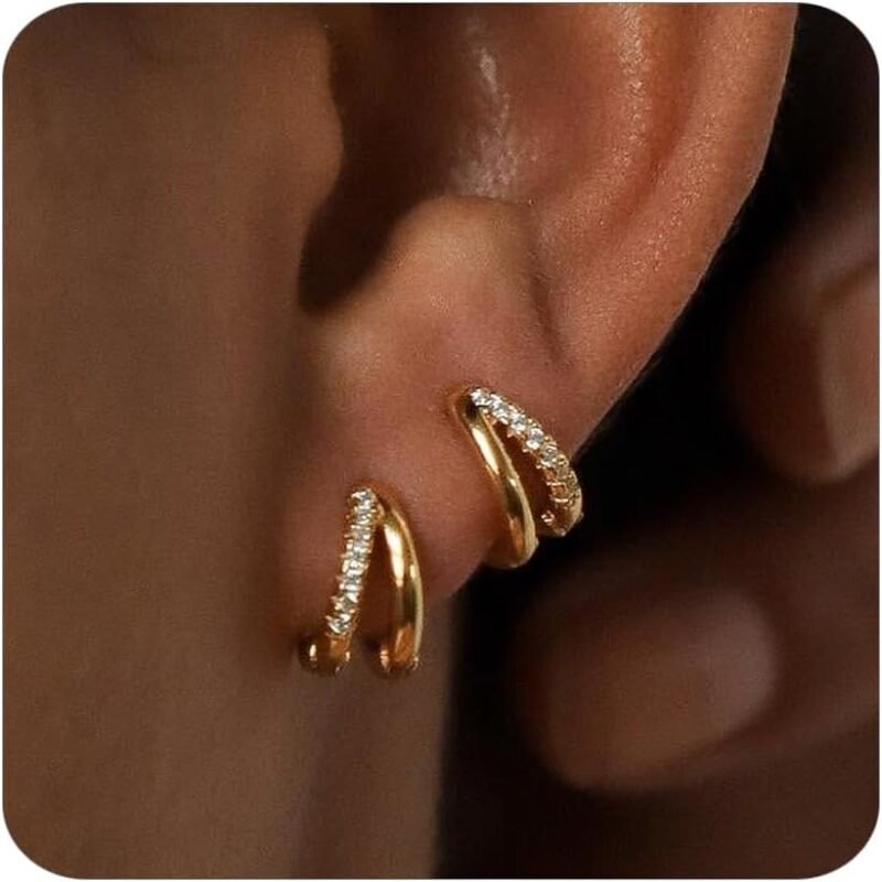 Gold Hoop Earrings for Women,14K Gold Huggie Hoop Earrings for Gift