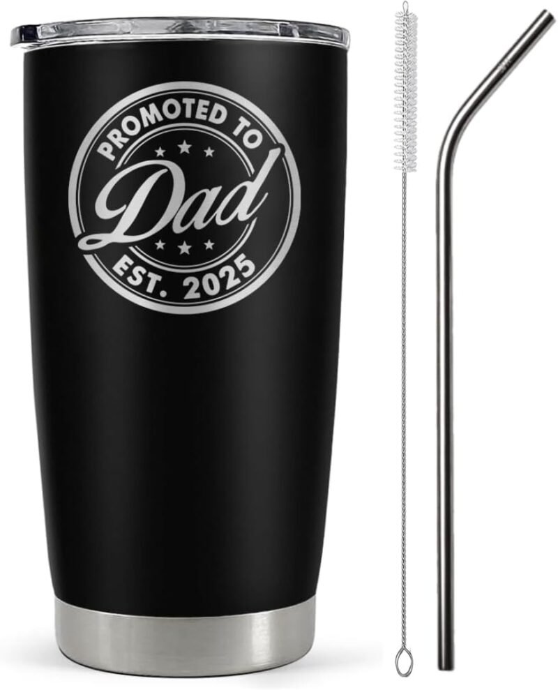 Vivulla68 First Fathers Day Gift for New Dad, Promoted To Dad 2025 Tumbler 20Oz, 1st Daddy Gifts, New Baby Gifts Ideas, Papa Established 2025 Coffee Cup Mug, Fathers To Be Gift, Papa Travel Coffee Mug