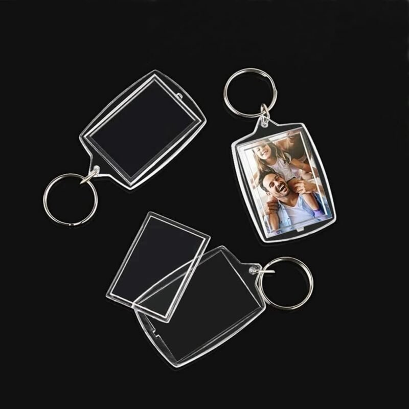 Medsuo 6pcs Double Sided Blank Picture Keychain Personalised Photo Key Fob Holder with Split Ring for Insert 4.6cm x 3.2cm Photo - Image 4