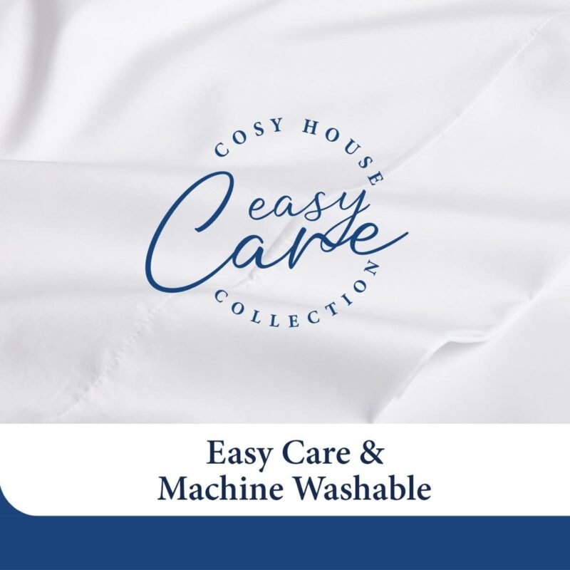 Cosy House Collection Luxury Bamboo Sheets - Blend of Rayon Derived from Bamboo - Cooling & Breathable, Silky Soft, 16-Inch Deep Pockets - 4-Piece Bedding Set - Queen, White - Image 7