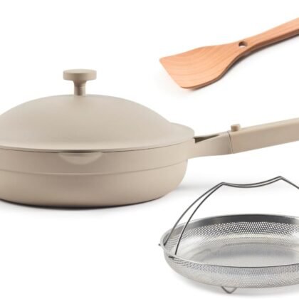 Our Place Always Pan 2.0-10.5” (2.6 Qt) Nonstick, Toxin-Free Ceramic Cookware | Patented 10-in-1 Aluminum Frying & Sauté Pan | Safe for Oven, Induction & All Cooktops up to 450°F | Steam