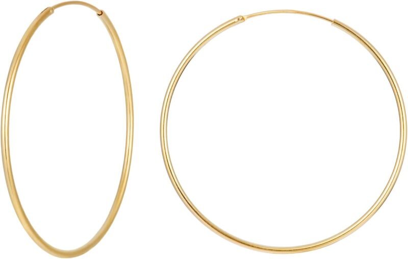 Thin Gold Hoops | 1.2mm Sterling Silver Simple Large Hoop Earrings | Minimalist Skinny Threader Gold Hoop Multiple Sizes in Gold and Silver