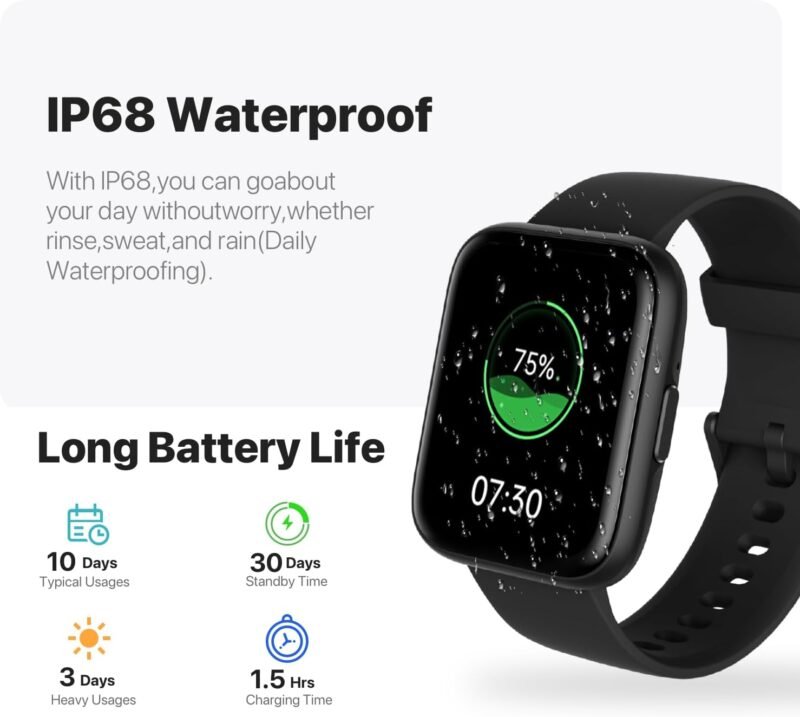 Smart Watch for Men Women - Answer/Make Calls/Quick Reply/AI Voice Assistant, 1.83" for Android iPhone Samsung Compatible IP68 Smartwatch Blood Oxygen Heart Rate Fitness Tracker (Black, 1.83") - Image 6