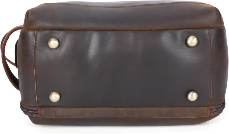 Polare Full Grain Leather Toiletry Bag for Men Large Travel Cosmetic Case Dopp Kit Shaving Kit Wash Pouch with YKK Zippers - Image 7