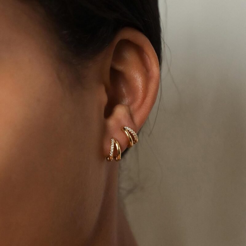 Gold Hoop Earrings for Women,14K Gold Huggie Hoop Earrings for Gift - Image 3