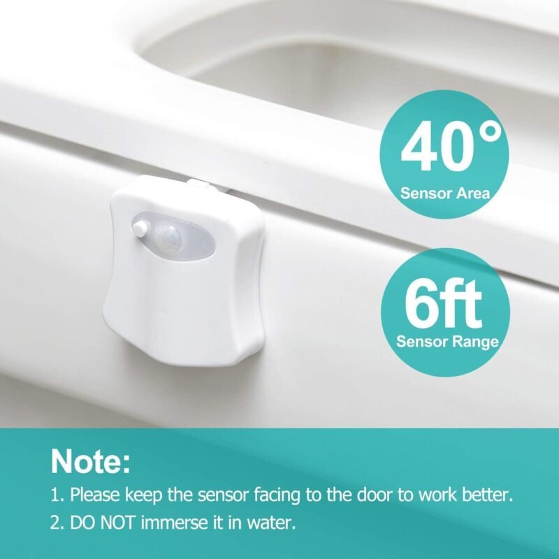 ZEZHOU Original Toilet Night Light 2 Pack, Motion Sensor Activated LED Lamp, Fun 8 Colors Changing Bathroom Nightlight Add on Toilet Bowl Seat, Perfect Decorating Gadget for Dad Adults Kids Toddler - Image 6