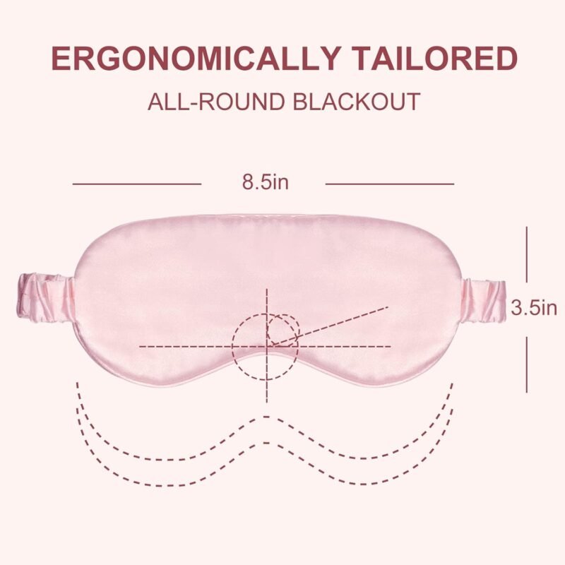 Silk Sleep Mask Eye Mask Blindfold with Double Layer Silk Filling and Elastic Strap for Full Night's Sleep, Travel and Nap, Soft Eye Cover Eyeshade with Luxury Bag and Ear Plugs by OLESILK (Pink) - Image 4