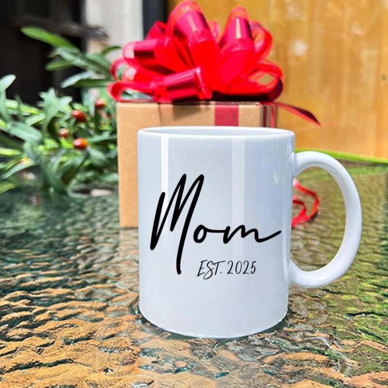 VLUG New Dad & Mom EST 2025 Mugs Gifts Set of 2 11oz, First Time Mom Gift First Time Dad Gift Mug, Mothers Day Fathers Day Gift, New Parents Gift, Pregnancy Announcement Baby Reveal Mug - Image 2