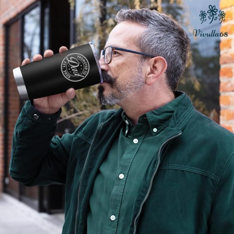 Vivulla68 First Fathers Day Gift for New Dad, Promoted To Dad 2025 Tumbler 20Oz, 1st Daddy Gifts, New Baby Gifts Ideas, Papa Established 2025 Coffee Cup Mug, Fathers To Be Gift, Papa Travel Coffee Mug - Image 6