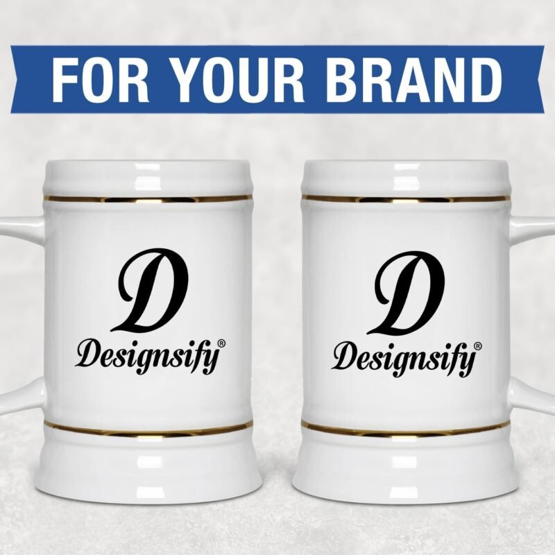 Personalized Beer Mug - Custom Beer Stein with Picture Text - Customized Photo Name Logo Mugs - 22oz Ceramic Freezer Cup with Handle - Fathers Day Anniversary Birthday Gifts for Men Him Dad Boyfriend - Image 7