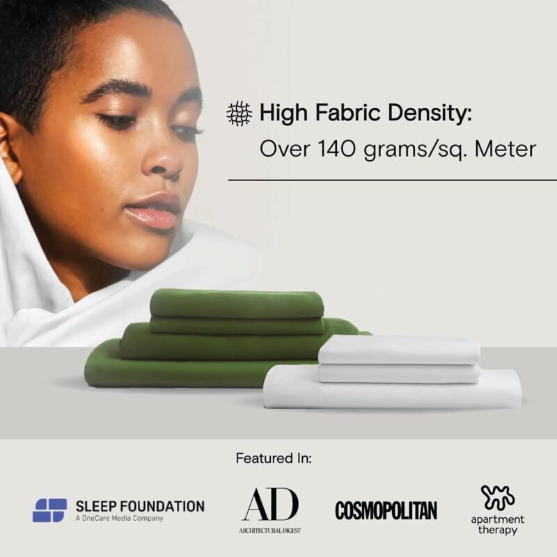 DOZ Sheet Set, 100% Viscose derived from Bamboo, Organically Grown, Buttery Soft, Cooling Sheets, High GSM, Deep Pockets - 4 Piece - 2 Pillowcases 1 Fitted 1 Top Sheet (Forest, King) - Image 5