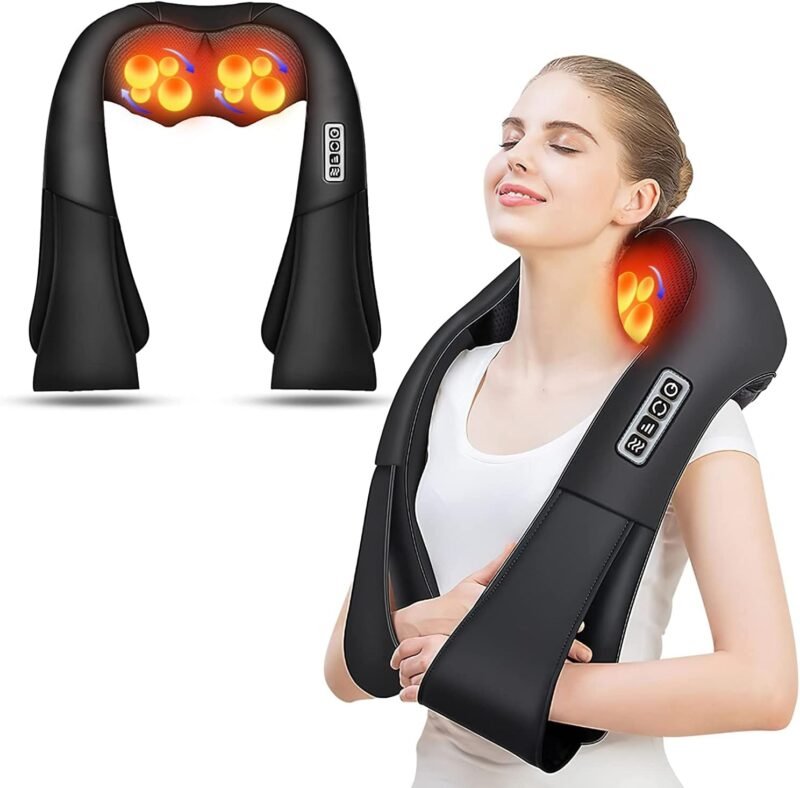AERLANG Shiatsu Back and Neck Massager, Back Massager Deep Tissue Kneading Neck and Shoulder Massage with Heat, Electric Massage Pillow Mothers Day Gifts from Daughter Son(NOT Cordless)