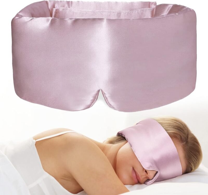 100% Natural Silk Eye Mask for Women Men, Soft Pressureless Cooling Blackout Eye Covers for Sleeping, Large Size Sleep Mask fits All Heads Adjustable, 1PC, Lotus Pink - Image 8