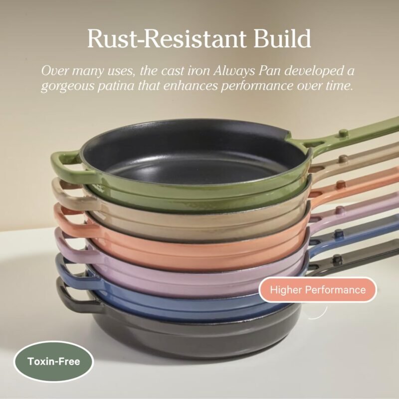 Our Place Cast Iron Always Pan | Premium Enameled, Toxin-Free Surface | 10-inch 8-in-1 Multifunctional Cookware System | Lid, Handle Covers | Heavy Duty Skillet | Oven & High Heat Safe | Spice - Image 4