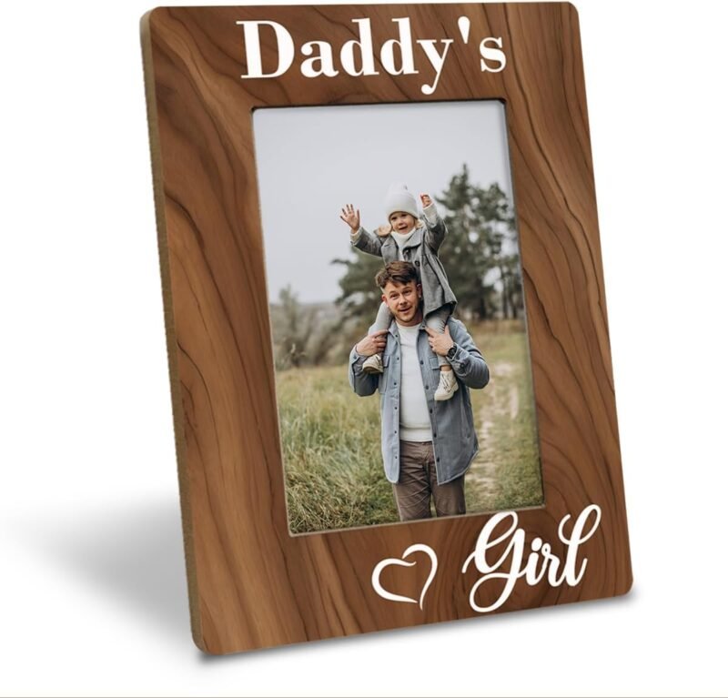 Dad Gift from Daughter, Daddy's Girl Photo Frame, Holds 4 x 6 Inch Photo, Farmhouse Wooden Picture Frame Gift, Daddy & Daughter Photo Frame for Home Office Decor, Dad Birthday Gifts, Christmas Gifts