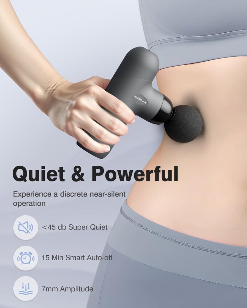 Mini Massage Gun, Percussion Muscle Massager for Back Pain Relief, Compact Sports Travel Massage Gun with 6 Massage Heads 4 Speeds, Gift for Her, Home, Athletes - Image 4