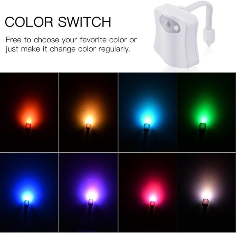 ZEZHOU Original Toilet Night Light 2 Pack, Motion Sensor Activated LED Lamp, Fun 8 Colors Changing Bathroom Nightlight Add on Toilet Bowl Seat, Perfect Decorating Gadget for Dad Adults Kids Toddler - Image 4