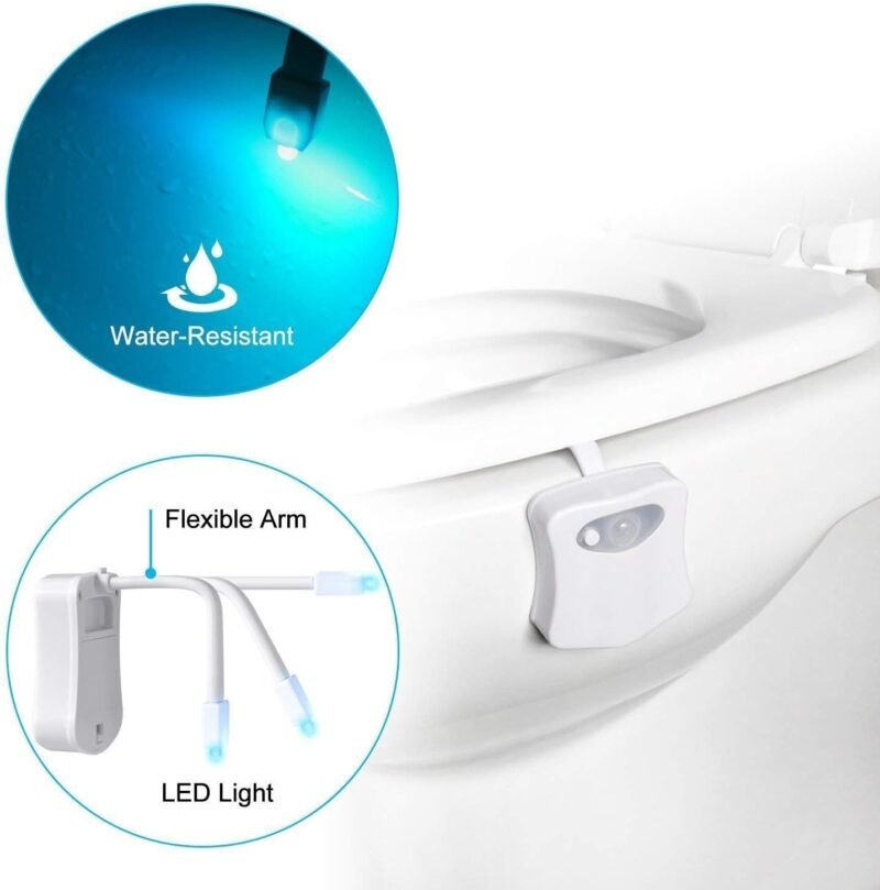 ZEZHOU Original Toilet Night Light 2 Pack, Motion Sensor Activated LED Lamp, Fun 8 Colors Changing Bathroom Nightlight Add on Toilet Bowl Seat, Perfect Decorating Gadget for Dad Adults Kids Toddler - Image 5