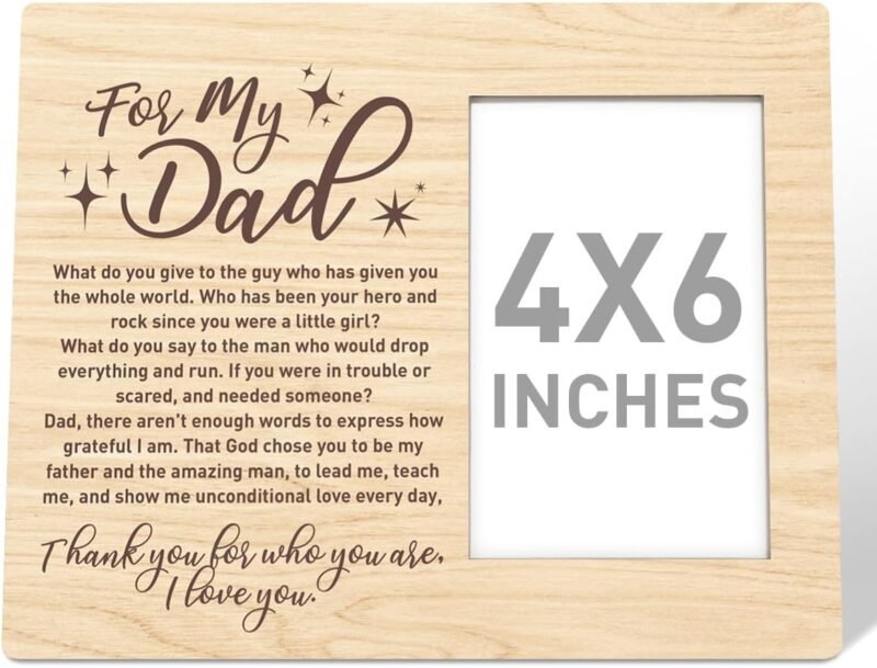 RJYMK Dad Gift Wood Photo Frame, Thank You for Who You Are, Christmas Birthday Father's Day Picture Frame Gifts for Dad Father from Daughter Best Dad Ever Gift