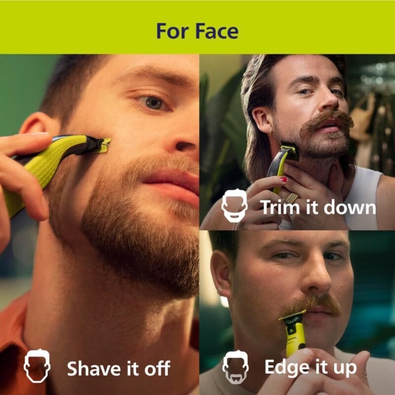 Philips Norelco OneBlade 360 Hybrid Face, Electric Beard Trimmer and Shaver, with 360 Blade Technology, 1x 360 Blade for Face, 5in1 Adjustable Comb, Model QP2724/90 - Image 2