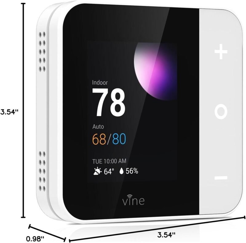 Vine Thermostat for Home with Touchscreen Color Display, WiFi Smart Thermostat Compatible with Alexa and Google Assistant, 7day/8period Programmable, Energy Saving, C-Wire Required, Screen Size 2.8" - Image 10