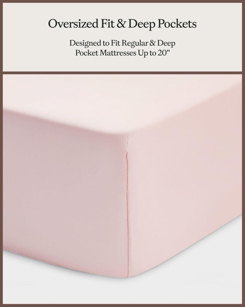 Cozy Earth Luxury Bed Sheet Set - 100% Viscose from Bamboo Fabric, Ultra-Soft & Breathable, Fits Regular & Deep Pocket Mattresses up to 20" - 4 Pieces Queen Sheet Set - Peony - Image 5