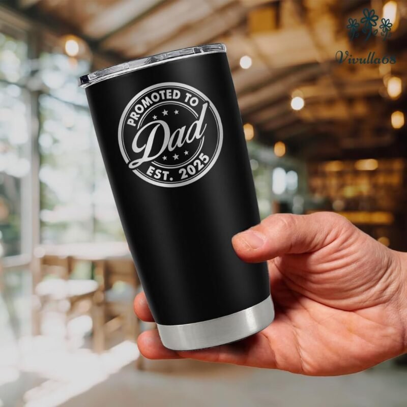 Vivulla68 First Fathers Day Gift for New Dad, Promoted To Dad 2025 Tumbler 20Oz, 1st Daddy Gifts, New Baby Gifts Ideas, Papa Established 2025 Coffee Cup Mug, Fathers To Be Gift, Papa Travel Coffee Mug - Image 7