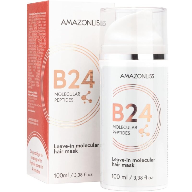 Leave-In Molecular Peptides Leave-In Repair Hair Mask B24, Repairs Dry or Damaged Hair, Reverse Hair Damage from Bleach, Color, Chemical Services & Heat (3.38 fl oz)